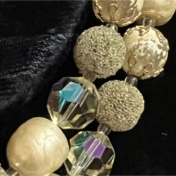 60s Vintage VENDOME Double Strand BEADED Necklace Jonquil AB Crystals - Picture 2 of 8